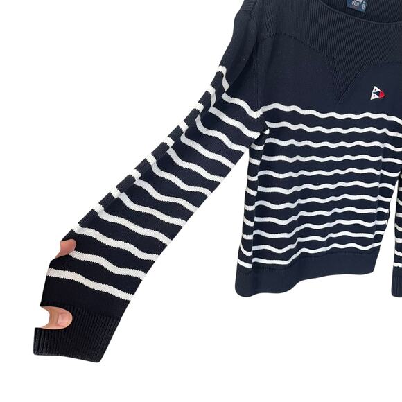 Saint James L'atelier Les Mathes Navy Striped Sweater Nautical Size Small 34 - Picture 4 of 16